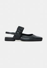 Sapatilha Ballet Franzida Couro Preto