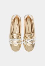 Tênis Ballet Couro Ouro Light