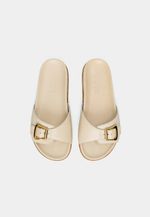 Slide Couro Isis Fivela Off White 