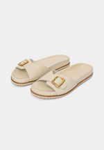 Slide Couro Isis Fivela Off White 