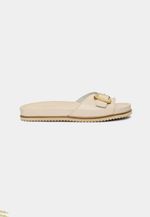 Slide Couro Isis Fivela Off White 