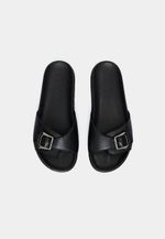 Slide Couro Isis Fivela Preto