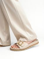 Slide Couro Isis Fivela Off White 