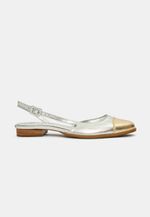 Sapatilha Boneca Couro Bicolor Cristal Prata & Ouro Light