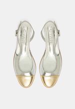 Sapatilha Boneca Couro Bicolor Cristal Prata & Ouro Light