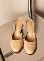 Scarpin Boneca Salto Bloco Couro Vanilla