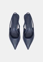 Scarpin Slingback Couro Azul Marinho Salto Fino