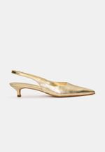 Scarpin Slingback Couro Ouro Light Salto Fino