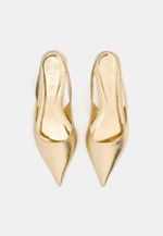 Scarpin Slingback Couro Ouro Light Salto Fino