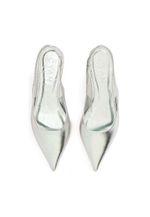 Scarpin Slingback Couro Cristal Prata Salto Fino