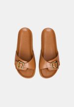 Slide Couro Isis Fivela Caramelo