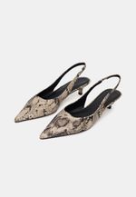 Scarpin Slingback  Animal Print  Cobra Couro Salto Fino