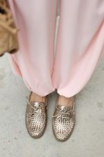 Mocassim Dockside Tressê Couro Prata Velho