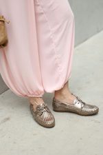 Mocassim Dockside Tressê Couro Prata Velho