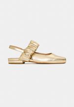 Sapatilha Ballet Franzida Couro Ouro Light