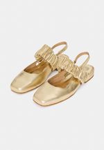 Sapatilha Ballet Franzida Couro Ouro Light