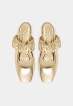 Sapatilha Ballet Franzida Couro Ouro Light