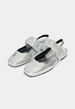 Sapatilha Ballet Franzida Couro Cristal Prata