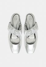Sapatilha Ballet Franzida Couro Cristal Prata
