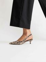 Scarpin Slingback  Animal Print  Cobra Couro Salto Fino