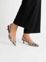 Scarpin Slingback  Animal Print  Cobra Couro Salto Fino