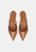 Scarpin Slingback Couro Carmel Salto Fino
