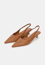 Scarpin Slingback Couro Carmel Salto Fino