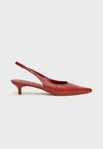 Scarpin Slingback Couro Vermelho Terracota Salto Fino