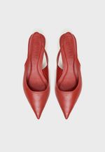 Scarpin Slingback Couro Vermelho Terracota Salto Fino