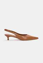 Scarpin Slingback Couro Carmel Salto Fino