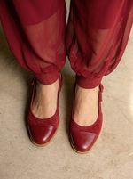 Sapatilha Boneca Couro Camurça Vermelho