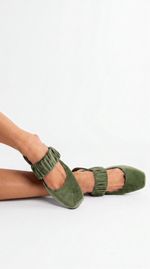 Sapatilha Ballet Franzida Velvet Verde Sálvia