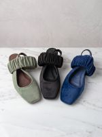 Sapatilha Ballet Franzida Velvet Azul Cobalto