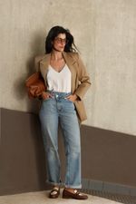 Mocassim Loafer Essential Couro Bicolor Cacau e Off White