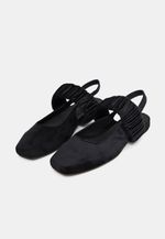 Sapatilha Ballet Franzida Velvet Preto