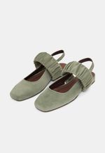 Sapatilha Ballet Franzida Velvet Verde Sálvia