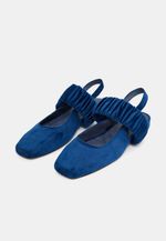 Sapatilha Ballet Franzida Velvet Azul Cobalto