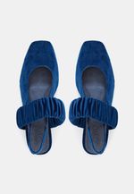 Sapatilha Ballet Franzida Velvet Azul Cobalto
