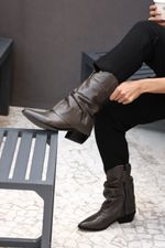 Bota Cano Médio Couro Argila