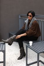 Bota Cano Médio Couro Argila