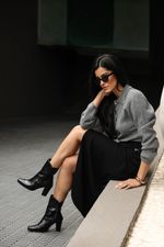 Bota Altezza Couro Preto Salto