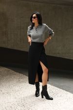 Bota Altezza Couro Preto Salto