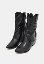 Bota Cano Médio Couro Preto