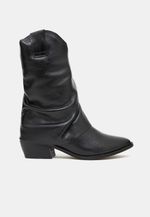 Bota Cano Médio Couro Preto