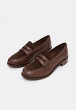 Mocassim Loafer Couro e Camurça Cacau