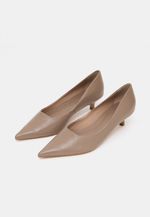 Scarpin Kitten Heel Couro Cinza Queimado
