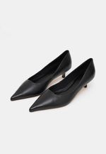 Scarpin Kitten Heel Couro Preto