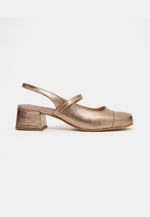 Mule Slingback Salto Bloco Couro Prata Velho