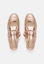 Mule Slingback Salto Bloco Couro Prata Velho