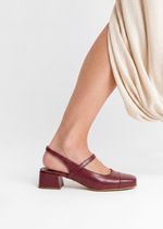 Mule Slingback Salto Bloco Couro Bordot
